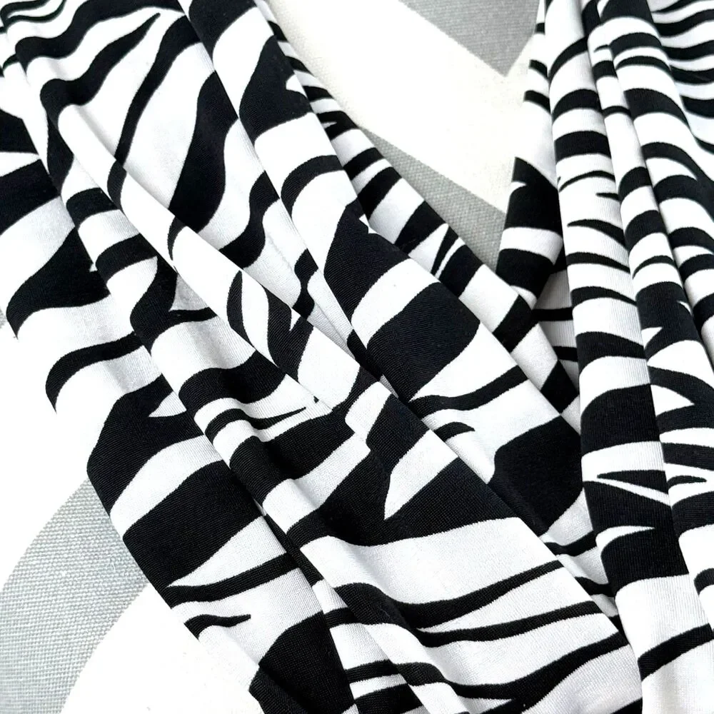 Black White Zebra Animal Print Lightweight Infinity Loop Scarf